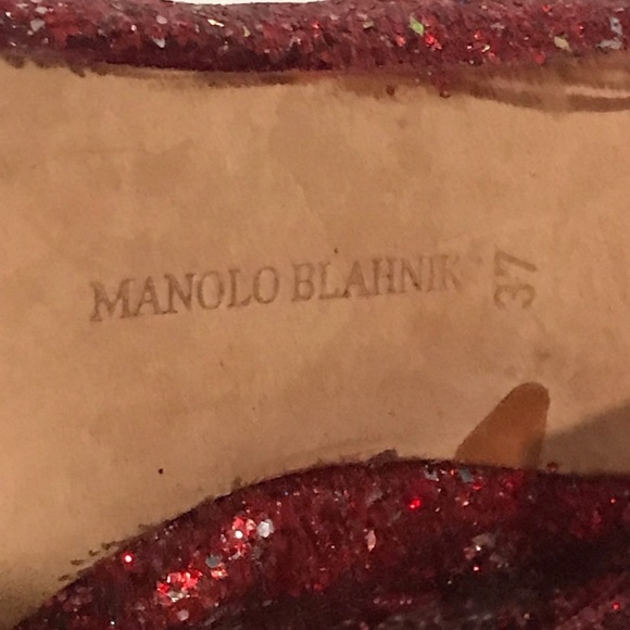 Manolo Blahnik Red Glitter Boots - Picture 7 of 8